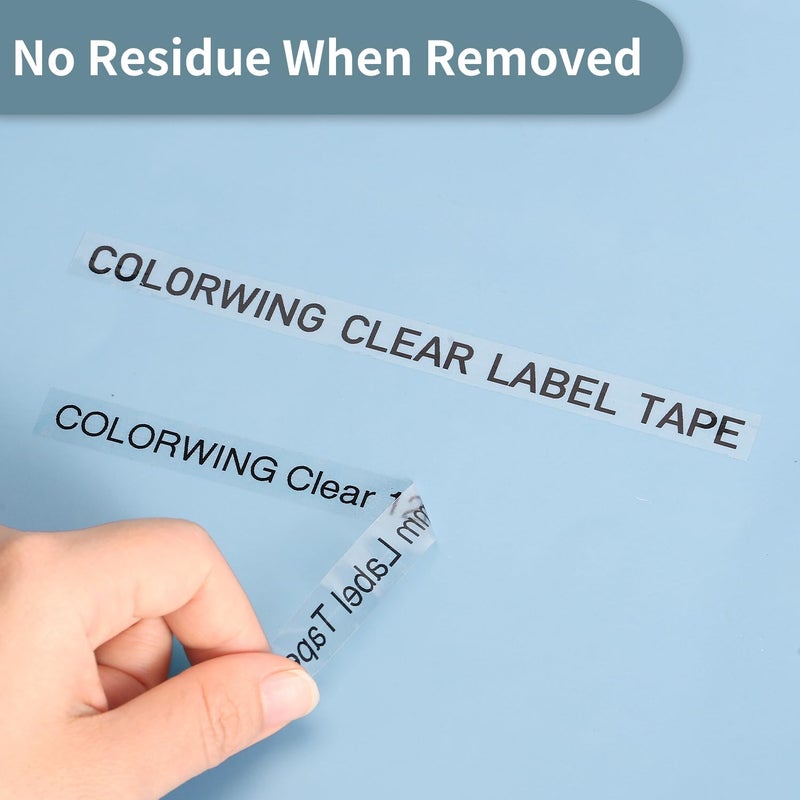 COLORWING Tz Tape 12mm 0.47 Laminated Clear TZe-131 Compatible Brother P-Touch Label Tape Clear TZ131 for Brother Ptouch Label Maker PT-D210 H110 D220 D410  Black on Clear  1/2 inch x 26.2 Ft - Image 4